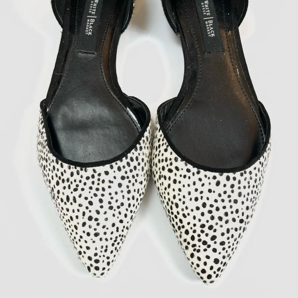 WHBM CALF HAIR SPOTTED POINTED TOE FLATS